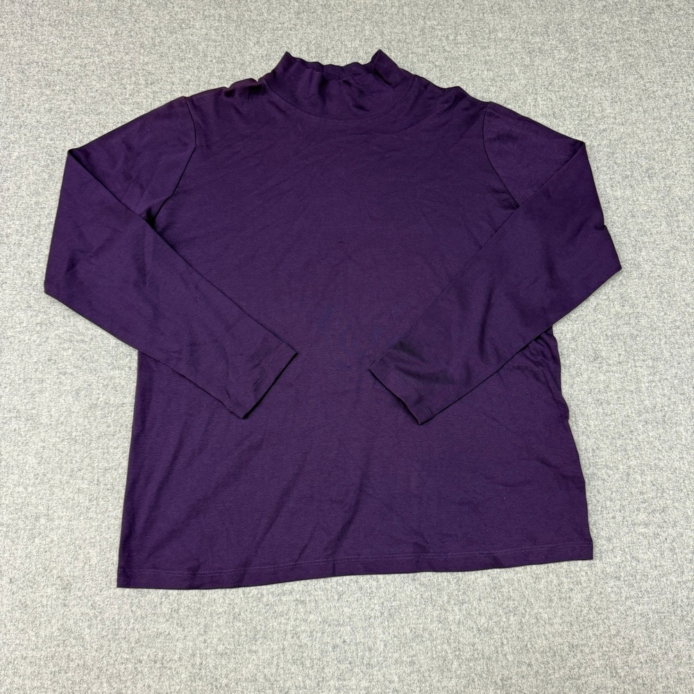 Jones New York Sport Mock Neck Top 1X Purple Long Sleeve Casual Layering Shirt
